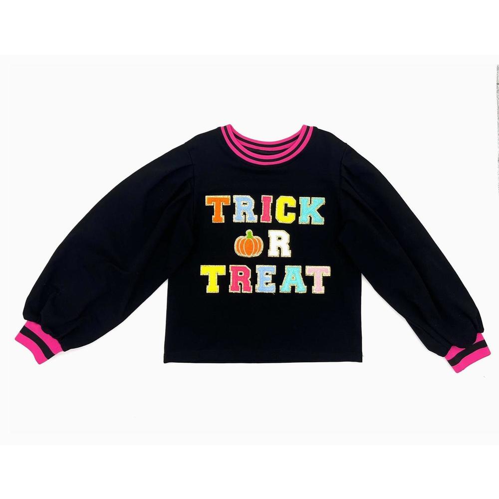 NEW BLENDED SPIRIT trick or treat puff sleeve sweatshirt in black